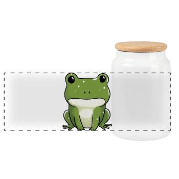 Cute Frog for Kids Birthday - Panoramic Cookie Jar with Wooden Lid - white - Front