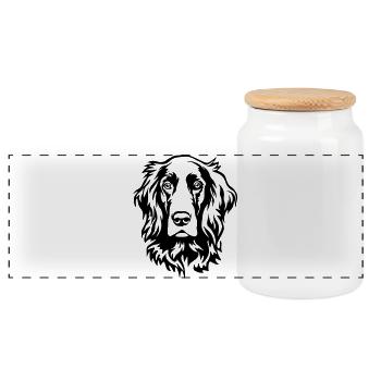 Tête de setter irlandais - Boîte à biscuits avec couvercle en bois - blanc - Devant