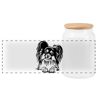 Papillon Head - Boîte à biscuits avec couvercle en bois - blanc - Devant