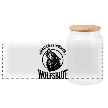 Wolfsblut Wolf Rudel Wolfspack Wölfe loyal Jagd  - Panorama Keksdose mit Holzdeckel - Weiß - Vorne