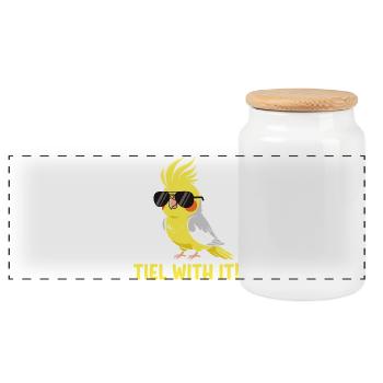 Calopsitte Perruche Humour Oiseau - Boîte à biscuits avec couvercle en bois - blanc - Devant