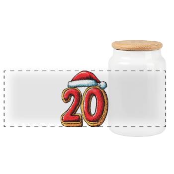 20 Number Cookie Christmas - Panoramic Cookie Jar with Wooden Lid - white - Front