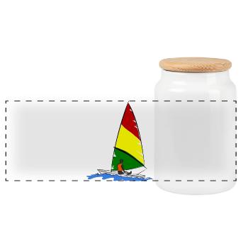 Voilier avec marin - Boîte à biscuits avec couvercle en bois - blanc - Devant