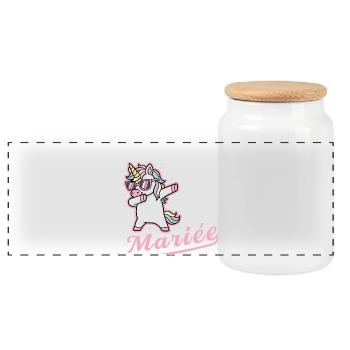 Team De La Mariée ,  Future Femme Mariée - Boîte à biscuits avec couvercle en bois - blanc - Devant