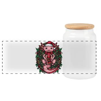 Cadeau de chemise de Noël Axolotl drôle - Boîte à biscuits avec couvercle en bois - blanc - Devant
