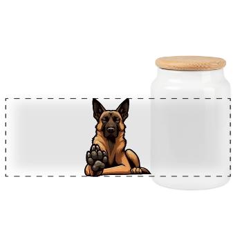 Malinois Belgian Shepherd Malinois Owner - Panoramic Cookie Jar with Wooden Lid - white - Front