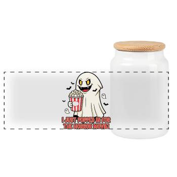 Popcorn Geist Horror Film Spaß - Panorama Keksdose mit Holzdeckel - Weiß - Vorne
