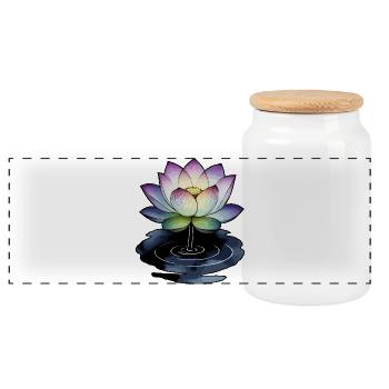 Lotus in puddle - Panoramic Cookie Jar with Wooden Lid - white - Front