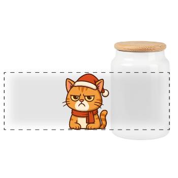 Grummiger Weihnachtskater - Boîte à biscuits avec couvercle en bois - blanc - Devant