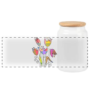 Fleur - Boîte à biscuits avec couvercle en bois - blanc - Devant