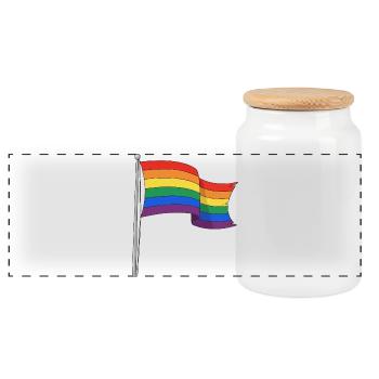 Rainbow flag curvy tracks - Panoramic Cookie Jar with Wooden Lid - white - Front