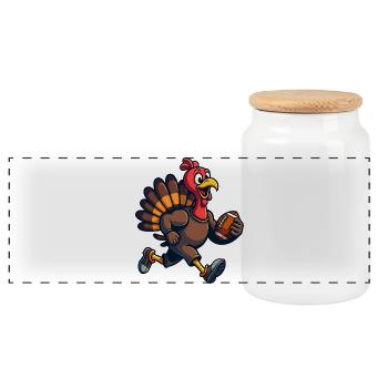 Thanksgiving Football Truthahn - Panorama Keksdose mit Holzdeckel - Weiß - Vorne