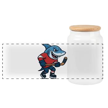 Héros du hockey des Sharks en chandail - Boîte à biscuits avec couvercle en bois - blanc - Devant