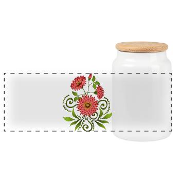 Fleur - Boîte à biscuits avec couvercle en bois - blanc - Devant