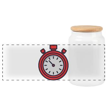 Stopwatch - Panoramic Cookie Jar with Wooden Lid - white - Front