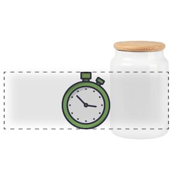 Stopwatch - Panoramic Cookie Jar with Wooden Lid - white - Front