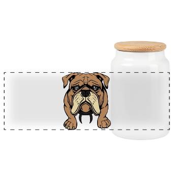 Bulldog chien T-shirt Chien Chemise Cadeau - Boîte à biscuits avec couvercle en bois - blanc - Devant