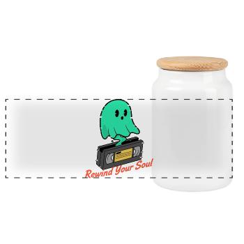 Geist Kassette Rewind Your Soul - Panorama Keksdose mit Holzdeckel - Weiß - Vorne