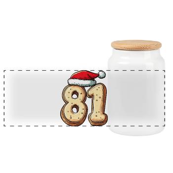 81 Zahl Keks Weihnachten - Panorama Keksdose mit Holzdeckel - Weiß - Vorne