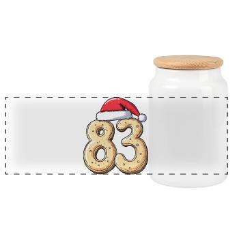 83 Number Biscuit Christmas - Panoramic Cookie Jar with Wooden Lid - white - Front