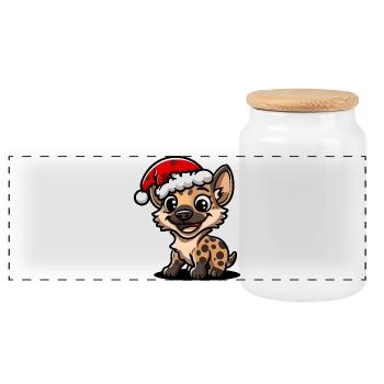 Noël de la hyène - Boîte à biscuits avec couvercle en bois - blanc - Devant