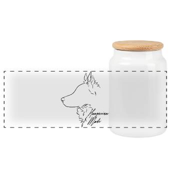 Hongrois Mudi Profil Chien Chien Wilsigns - Boîte à biscuits avec couvercle en bois - blanc - Devant