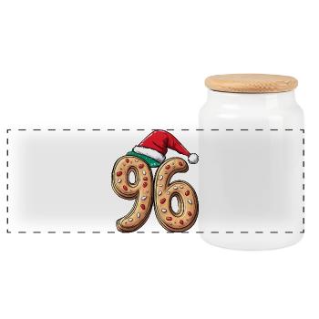 96 Zahl Keks Weihnachten - Panorama Keksdose mit Holzdeckel - Weiß - Vorne
