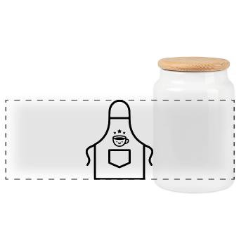 Cute Barista Apron Kawaii Vector - Panoramic Cookie Jar with Wooden Lid - white - Front