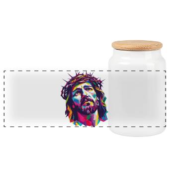 Jesus - Panorama Keksdose mit Holzdeckel - Weiß - Vorne