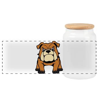 Bulldogge Hunde T-shirt Hundeshirt Geschenk  - Panorama Keksdose mit Holzdeckel - Weiß - Vorne