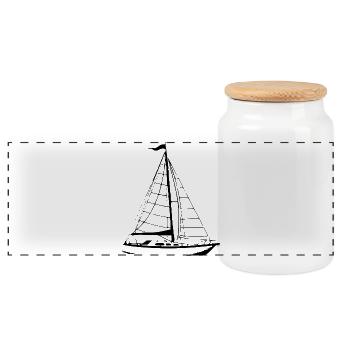Segelboot Segelschiff segeln - Panorama Keksdose mit Holzdeckel - Weiß - Vorne