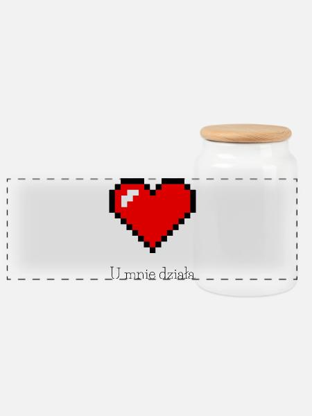 Pixelated red cheese on black background - Panoramic Cookie Jar with Wooden Lid - white