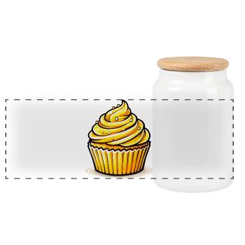 Cupcake jaune doré - Boîte à biscuits avec couvercle en bois - blanc - Devant
