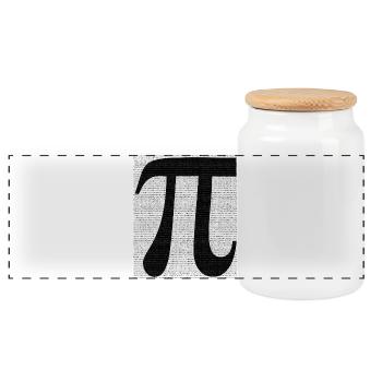 Pi symbol with numerical value mathematics - Panoramic Cookie Jar with Wooden Lid - white - Front