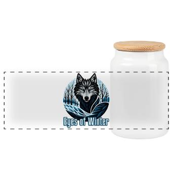 Eyes of Winter - Panoramic Cookie Jar with Wooden Lid - white - Front