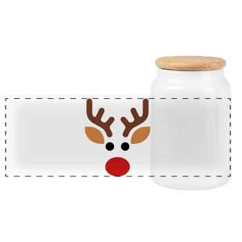 Minimalistische Rudolph-Rentiere - Panorama Keksdose mit Holzdeckel - Weiß - Vorne