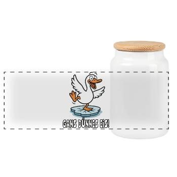 Gans Dünnes Eis lustiges Wortspiel - Boîte à biscuits avec couvercle en bois - blanc - Devant