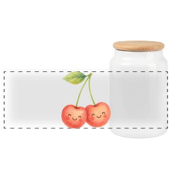 Couple de cerises câlins Cerises Amour d’été - Boîte à biscuits avec couvercle en bois - blanc - Devant