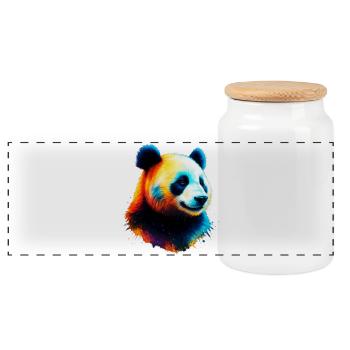 Panda - Panoramic Cookie Jar with Wooden Lid - white - Front