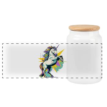 Licorne Pop Art Magie Fantastique Colorée Magie Conte de Fées Magie - Boîte à biscuits avec couvercle en bois - blanc - Devant