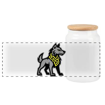 Loup Viking - Boîte à biscuits avec couvercle en bois - blanc - Devant