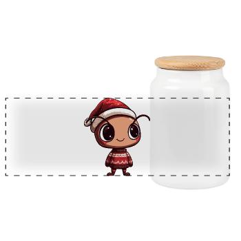 Ameise Weihnachten Xmas - Panorama Keksdose mit Holzdeckel - Weiß - Vorne