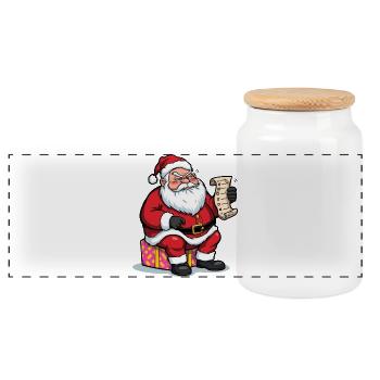 Weihnachtsmann-Humor-Checkliste - Panorama Keksdose mit Holzdeckel - Weiß - Vorne