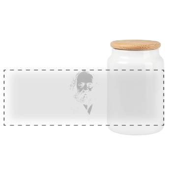Bakunin Portrait Bold Typography - Panoramic Cookie Jar with Wooden Lid - white - Front