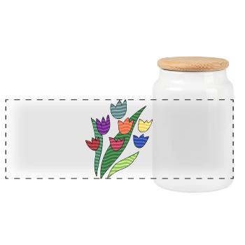 Fleur - Boîte à biscuits avec couvercle en bois - blanc - Devant