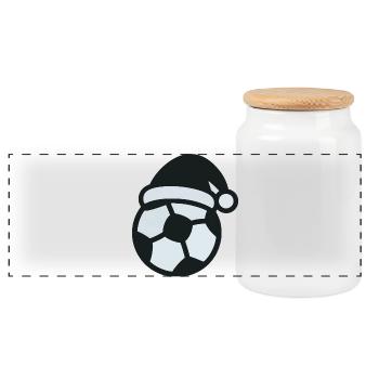 Fußball Schneemann Weihnachten Sport - Panorama Keksdose mit Holzdeckel - Weiß - Vorne