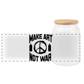 Make Art Not War - Peace Graffiti Spray Can - Panoramic Cookie Jar with Wooden Lid - white - Front