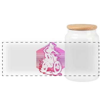 Œuvres modernes de motocross - Boîte à biscuits avec couvercle en bois - blanc - Devant