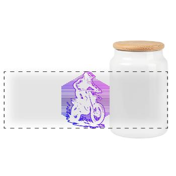 Conception compacte du motocross - Boîte à biscuits avec couvercle en bois - blanc - Devant
