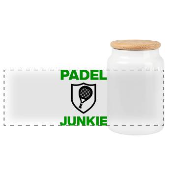 Padel Life – The court is my home, sport - Panoramic Cookie Jar with Wooden Lid - white - Front